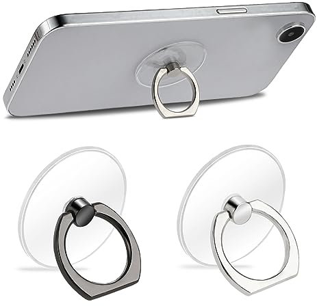 Sibba Cell Phone Rings Holder Hooks 2 PCS Hand Grip Car Mount Accessories Kickstand Case Finger Stand Supports Cellphone Socket Attachment Back Loop Sticky Rotation Strap Adjust Angles for Smartphone