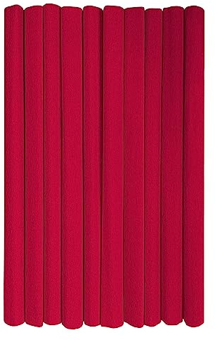 Interdruk - Rotoli di carta crespa multiuso per lavoretti e decorazioni per bambini - Confezione da 10 rotoli (50 cm x 200 cm, 28 g/m2) - 08 rosso scuro