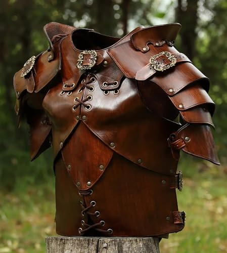 McbeAn Mittelalterlicher Brustpanzer, Herrenweste, Lederrüstung, Mittelalterliche Brustpanzerung, Verstellbarer Kampfanzug Mit Nietenschnürung, Cosplay-Ausrüstung, Für Geburtstagsgeschenke