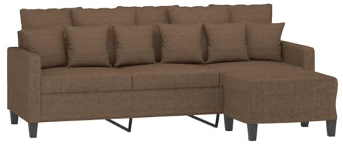 vidaXL 3-Sitzer-Sofa mit Hocker Braun 180 cm Stoff
