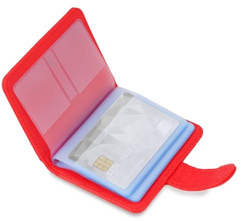 Wisdompro Kreditkartenetui RFID Schutz, Kartenetui f¨¹r 20 Karten und 7 Speicherkarte/M¨¹nzen (Rot)