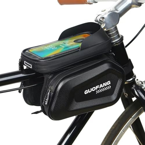 GUOFANG Fahrradtasche, Fahrrad Rahmentasche, Satteltasche und Handyhalter, wasserdichte Fahrrad Oberrohr Vorderrahmen Tasche, Rahmen Aufbewahrungstasche, wasserdicht, Touchscreen