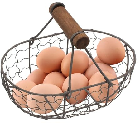 Draht-Eiersammelkorb Für Kinder Eierkorb Draht Mit Holzgriff Eiersammelkorb | Picknick-Aufbewahrungskorb Für 12 Eier