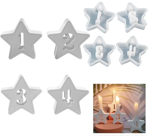 Silikonform Kerzenhalter, Silikonformen Gießformen Silikonform Zahlen 1-4 Silikon Gießform Kerzenhalter Zahlen Gießform Kerzenhalter Zahlen Silikonform Einschieber Gießformen für Beton (B)