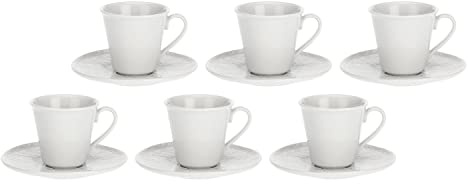 LA PORCELLANA BIANCA Bosco Set 6 Pezzi Tazza caffè con Piattino 80ml Bianco