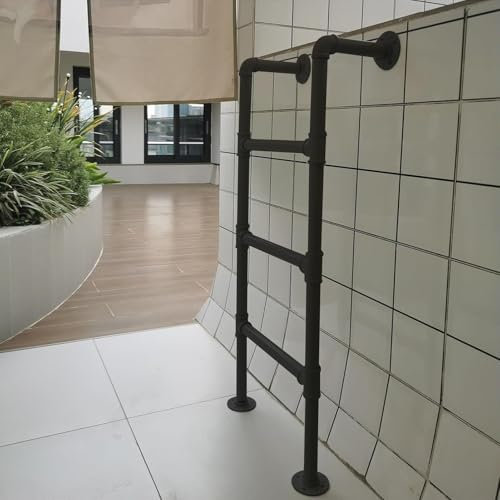 Robuste Notausstiegsleiter für Fensterschächte, an der Wand montierte Trittleitern aus Metall multifunktionale Hochbett-Etagenleiter hohe Seitenaufstiegsleiter für Betten, schwarz(100cm/39in)