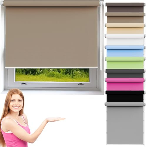 Seitenzugrollo 35 x 160 cm Verdunkelung Rollos Sichtschutz Und Sonnenchutz Rollo Seitenzugrollo Verdunkelung für Fenster Und Tür, Braun