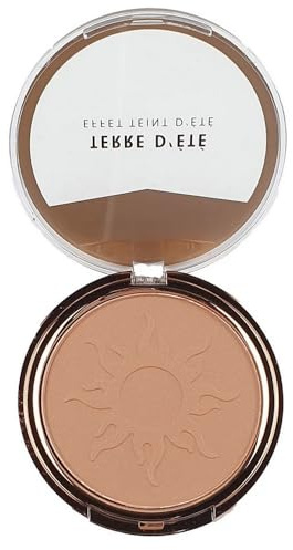 Poudre soleil maquillage, poudrier teint bronzé couleur ambre, 12 gr