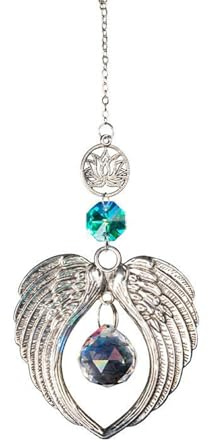 Rainbow Crystal Angel Wing Suncatcher - Chakra Decor, Angel Wings Ornament, Suncatchers for Windows Hanging, Crystal Suncatcher, Chakra Hanging Car Accessories, Outdoor Colorful Home Decor (F)