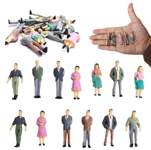 NHQZ 13 Stück Kleine Figuren Menschen Set,Miniaturfiguren Menschen Farbe Modelleisenbahn Verschiedene Posen Miniatur Figuren für Modelleisenbahnen Spielfiguren im Maßstab 1:50