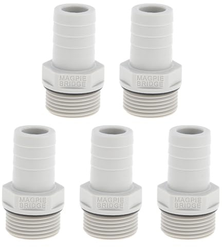 Hihaha Plastic Hose Barb Connector 3/4 3/4G Male Thread Straight Pipe Connector Gray White 5 Pcs