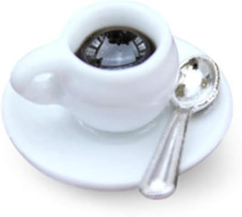 1 x Puppenhaus-Dekorationszubehör, 1:12 Puppenhaus-Miniatur-Szenenmodell, Kaffeetasse mit Löffel, Dekoration, Spielspielzeug (14 x 22 mm)