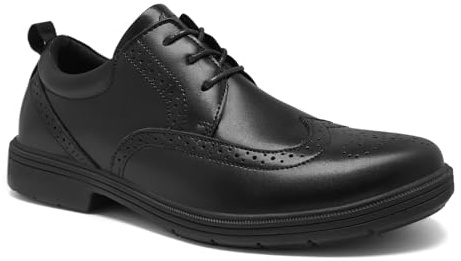 Men's Orthopedic Business Leather Dress Shoes: Comfortable Diabetic Plantar Fasciitis Arch Support Heel Spur Ergonomic Tuxedo Oxfords, Wedding Indoor Modern Work Wingtip Walking Shoes Black Size 12