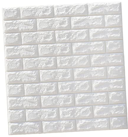 POPETPOP Autocollants Muraux Briques Sticker Mural Briques Décoration Murale Pour Et Télévision Blanc