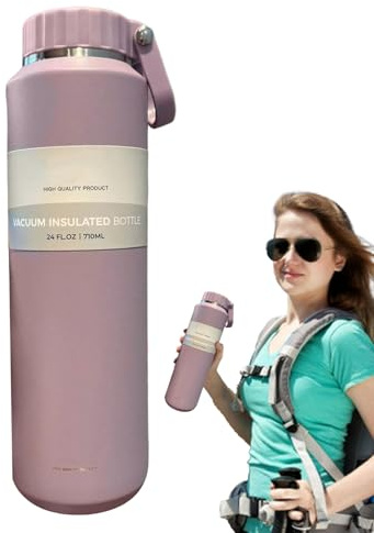 Gourde Isotherme | Tasse de Sport en Acier Inoxydable | 710ml Portatif Vacuum pour Randonnée École Voyage Camping Vélo Sports Activités Extérieures