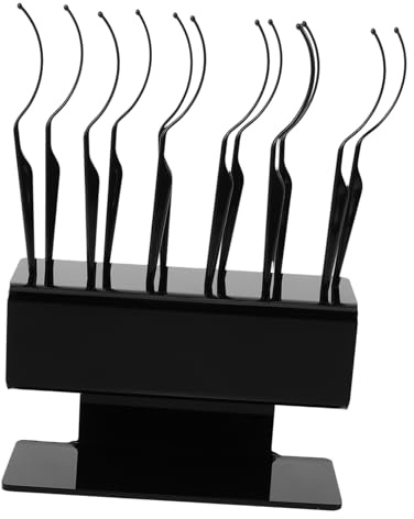 Présentoir à Cils Noir 12 Tiges Courbées, Organisateur Beauté Professionnel | Plastique, 1 Set, Rangement Organisé et Présentation Soignée, pour Salons et Zones Maquillage Personnelles