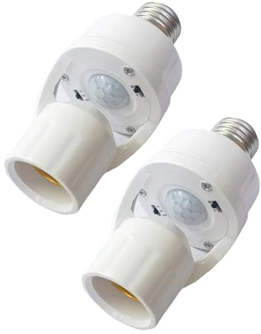 BUBEFSKD Matériaux PC Détecteurs de mouvement Adaptateur de lumière Éclairage automatique pour escaliers Hall Smartests Réglage de la luminosité PIR Détecteur de mouvement Douille de lampe