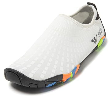 CLEIKS Scarpe da Bagno Donna Scarpe da Spiaggia Donna Leggere e Comode per Immersione Passeggio e attività Acquatiche (Bianco, 37 EU, SD9535)
