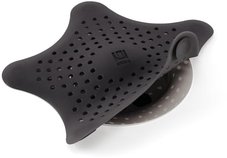 Umbra Starfish Haarfänger, lustige Abflussabdeckung, passend für die meisten Standard-Wannen- und Duschabflüsse, 15 cm Durchmesser, Schwarz