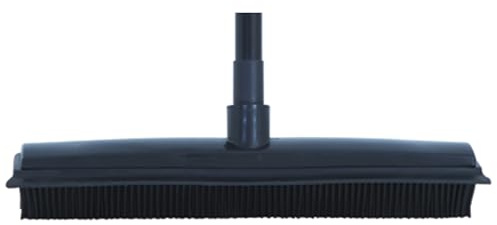 MSV 100475 Gummibesen Haarbesen schwarz Teleskop-Stiel und Gummilippe zum mühelosen Entfernen von (Tier-) Haaren, Staub, Schmutz, Wasser, Black, 69-120cm