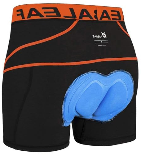 baleaf Cykelshorts herr vadderade undershorts cykel kort berg MTB foder ridning andningsbara cykelunderkläder, 5-orange, L
