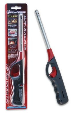 Click N Flame BBQ Kitchen Long Reach Lighter for All Occasion Candle Grill Stove Outdoor Camp Refillable Lighter - 3 Pack