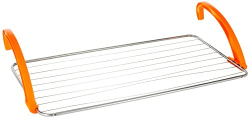 Casabriko 44912 Stendibiancheria da Balcone, Inox e Resina, Arancio, 105x55x4.5 cm, arancio/inox