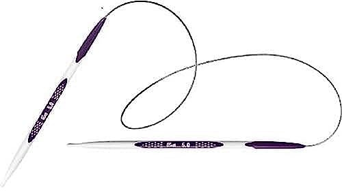 PRYM Rundstricknadel, ergonomisches Design/Nadeln, Kunststoff, Mehrfarbig, 7 mm, 60 cm Länge, Alabasterweiß