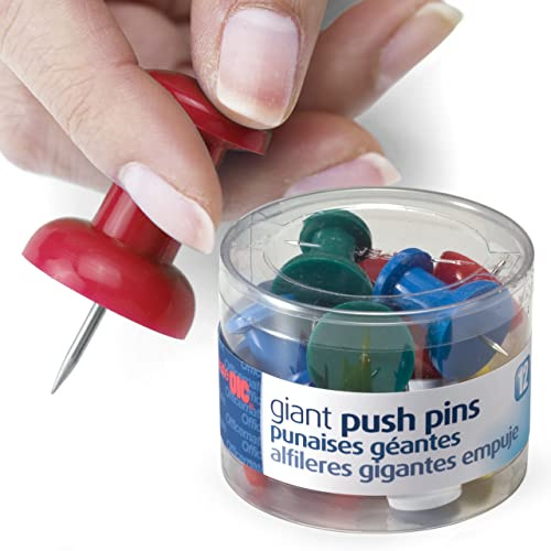 Officemate gigantiska tryckstift 3,5 cm, blandade färger, badkar med 12 (92902)