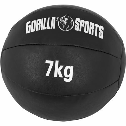 Gorilla Sports® Medecine Ball - Individuell/set 1/2/3/4/5/6/ 7/8/9/10 kg vikt, Ø 29 cm, halkfri, svart - slamboll, viktbollar, för fitness, styrketräning, gym