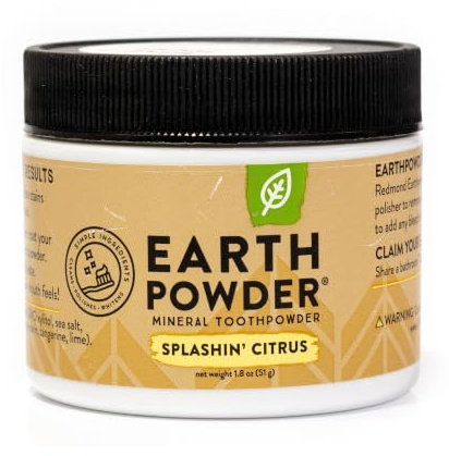 REDMOND Earthpowder - All Natural Tooth and Gum Powder Bentonite Clay, Vegan Non-Fluoride Non GMO Real Ingredients Toothpaste, Citrus (1.8 Ounce Jar)