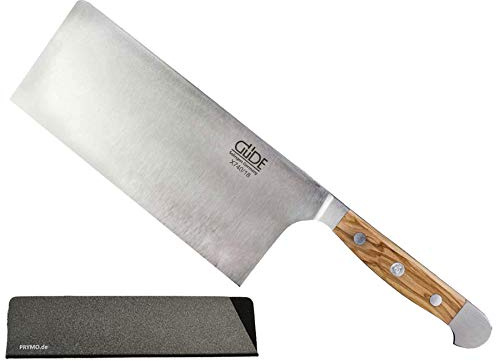 Güde Alpha Olive kökskniv, Santoku, skalkniv, Chai Dao skinka, anpassbar, trä, 1) Messer Ohne Gravur, Hackmesser, 18 cm