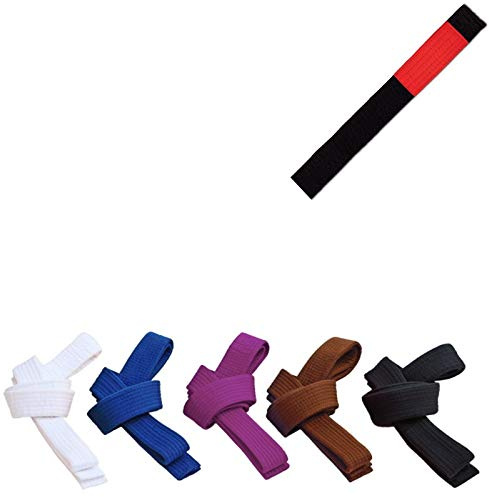 Cinturón BJJ Belt Jiu Jitsu Kimono – gi 100% algodón 6 mm Colores Varios (A1 / 270 cm, Negro)