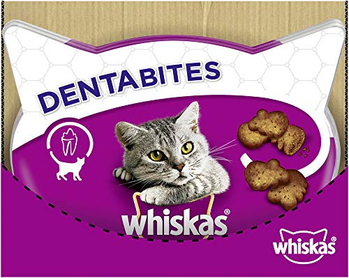 Whiskas Dentabites, Köstlicher & kalorienarmer Katzensnack für eine glückliche Katze, Die kleine Belohnung für zwischendurch 6er Pack (6x48 g)