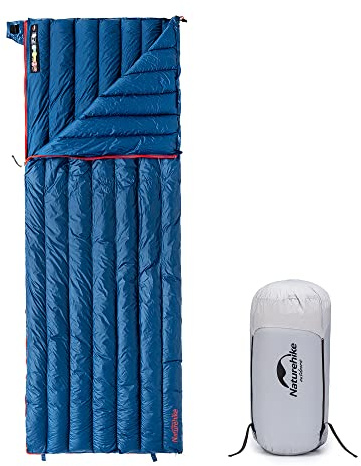Naturehike Ultra Lightweight Envelope Sleeping Bag för 3-4 årstider, vattentät, för camping, vandring, bergsklättring, 400g gåsdun (blå)