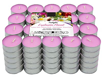 Lumar Aromatic Velas de té aromáticas (Explosión Floral Pack 100 Velas) | Hasta 4,5 horas de combustión, Aroma explosión floral, Ambiente acogedor, Combustión uniforme