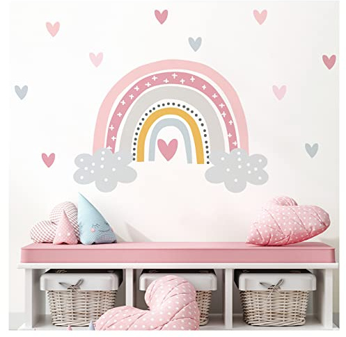 Little Deco Wandtattoo Regenbogen mit Herzen DL479