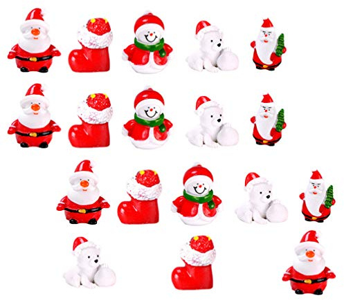 PRETYZOOM 18pcs Christmas Resin Dolls Mini Santa Claus Snowman Bear Figurines Desktop Display Xmas Statue Art Collectible Figure Cake Topper Holiday Party Gift Goodie Bag Stuffer (Ramdom Style)