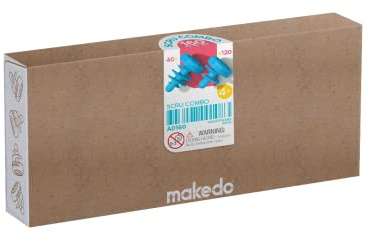 Makedo Scru Combo 160 | Nachfüllset mit 120 Scru und 40 Scru+ Schrauben | Werkzeugkiste auffüllen: Schrauben rein, Schrauben raus, immer wieder | Verbindet bis zu 5 Lagen Karton | MINT, ab 5 Jahren