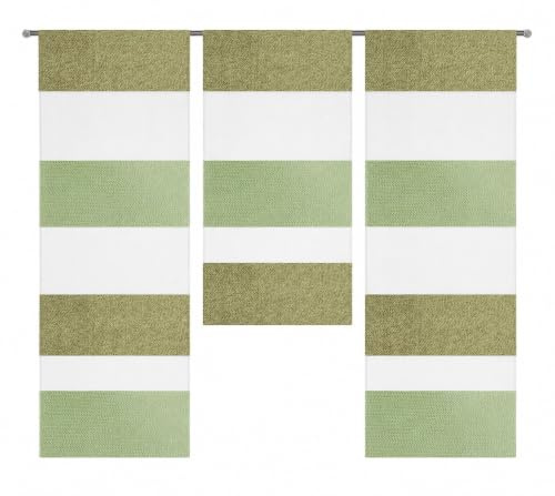 Decocompany Home Design Mini Flächenvorhang Set grün 2280-10 | 3 Teile | Scheibengardine Gesamtbreite 90cm (3x30cm) Höhe 80/60/80cm