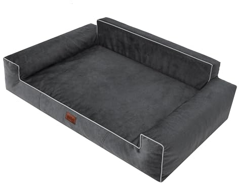 HOBBYGARDEN Hundebett Hundekissen Bett Kissen Haustierbett Hundeliegen Hundesofa Hundecouch Liegen Sofa Hundekorb Tierbett Weich, Schwarz, 116 x 78 cm