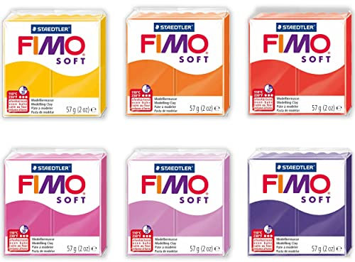 Fimo Staedtler Soft Polymer Oven Modelling Clay - Sunset Tones - Set of 6