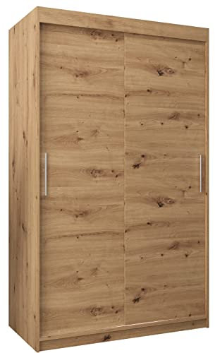 MEBLE KRYSPOL Tokyo 120 Kleiderschrank mit Zwei Schiebetüren für Schlafzimmer – moderner Aufbewahrungsschrank mit Kleiderstange und Regalen – 120x200x62cm - Artisan