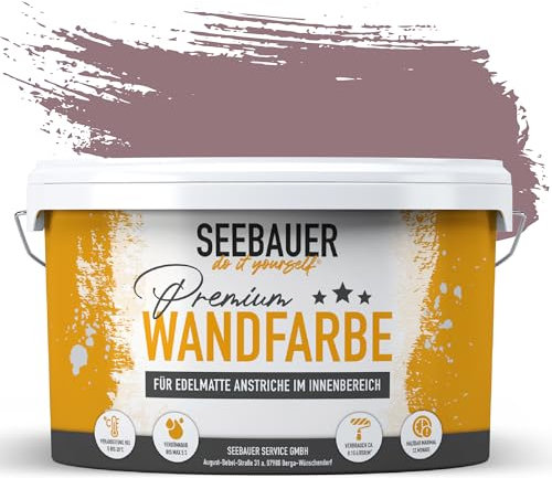SEEBAUER diy Wandfarbe Lila 2,5L für Innen (No. 955 Plum Cake) Edelmatte Innenfarbe Brombeere - Violetttöne sehr hohe Deckkraft - Matt, Abwaschbar und Tropffrei