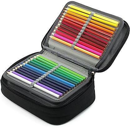 Federmäppchen 72 Slots Große Kapazität Bleistift-Beutel Mäppchen Portable Abnehmbar Aufbewahrung Bleistifte Organizer Stationäre Fall Farbige Bleistifte Halter für Mädchen Jungen Erwachsene (Schwarz)