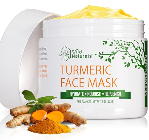 Wild Naturals Turmeric Clay Face Mask for Acne & Dark Spots – Gentle, Soothing Mask with Vitamin E for Men & Women – Natural Clay Mask for Clear Skin