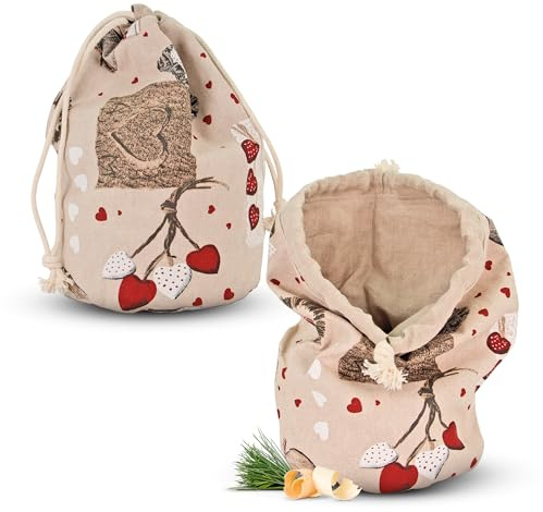 Zirbelino Zirbenbrotbeutel Tracht aus Baumwolle - ca. 32cm hoch, Durchmesser 19cm - perfekt zur Brotaufbewahrung von 2-6 Brötchen