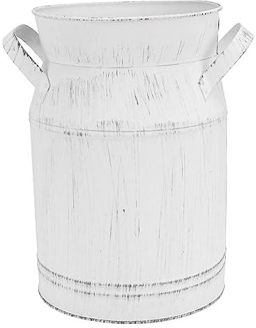 Warmhm Metall-blumenkessel Retro-Stil Blumenvase Weiße Buchstaben Für Raumdekoration