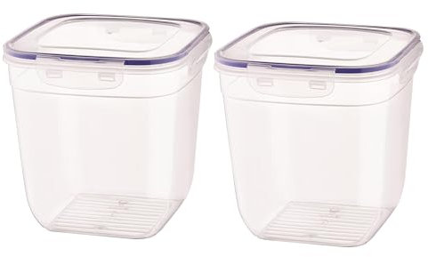 Best House | Small Food Storage Containers | Square | 3250 ml | Pack of 2 | Deep Clear Plastic Storage Box | Airtight | BPA Free Grocery Storage, Cereal Dispenser Storage Container with Lids