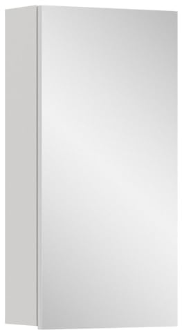xonox.home - Spiegelschrank Vira 38x77x18 cm in weiß Melamin und weiß Hochglanz - Badset Badmöbel Badezimmerkombination - funktional stilvolles Ambiente